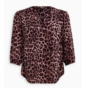 TORRID NWT GEORGETTE LEOPARD BOW TIE BLOUSE